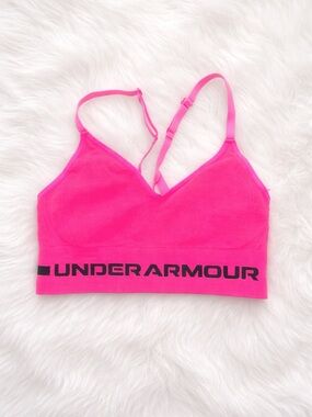 Under Armour Hot Pink Strappy Sports Bra Size Small Compression Neon Athleisure